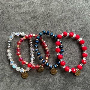 Savvy Bling red, white and blue bracelet set
